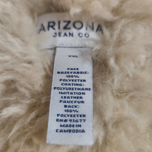 Arizona Jean Company Brown Bomber Jacket with Cream Shearling Trim - Picture 7 of 9